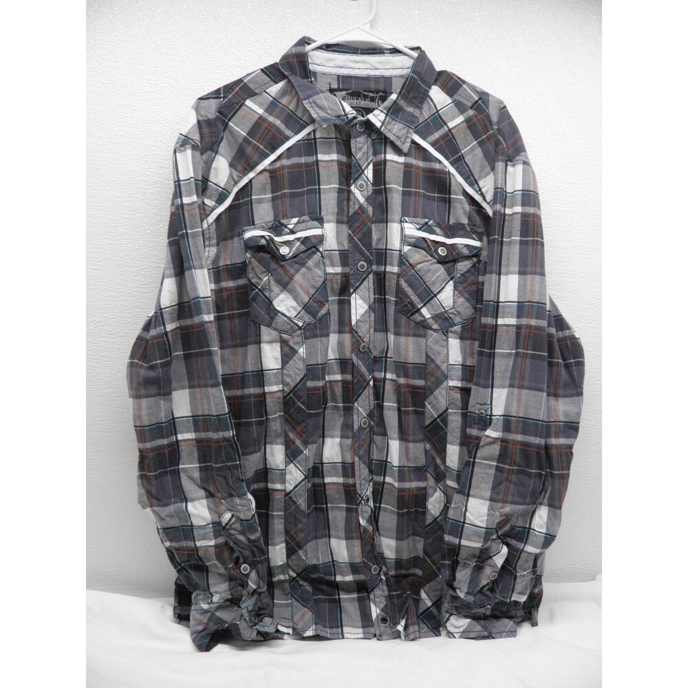 Buckle Black Label Athletic Fit Snap Button Down Dress Shirt Men's XL Western